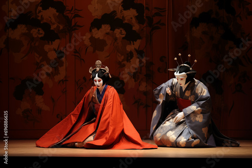 Noh or Kabuki theater performance, with room for an insight into Japanese storytelling