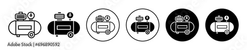 Air compressor icon. portable air compression machine cylinder tank set. electric ventilation compressed pneumatic air compressor symbol vector. gas compressor equipment sign 