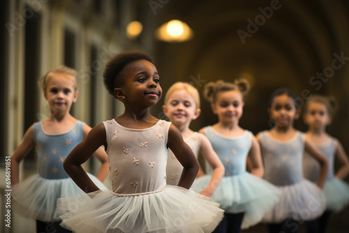 Diverse children enjoying ballet practice