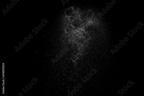 Abstract smoke. Water drops on black background. White storm. Sky on dark. 
