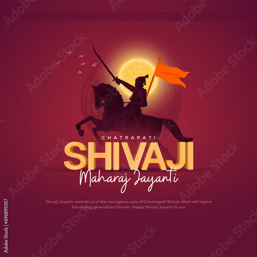 Silhouette Vector Illustration and typography of Chhatrapati Shivaji Maharaj Indian Maratha warrior king poster