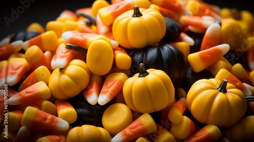 An abundant harvest of vibrant, natural produce fills the room with the essence of halloween, showcasing the colorful gourds and cucurbits in all their local, vegetarian glory