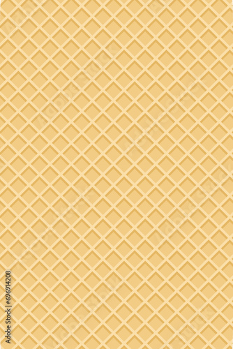 Seamless background pattern wafer, beige waffle Ice cream cone vector texture. vertical, Vector illustration.