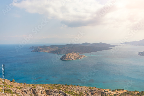Aerial view of Spinalonga Island on Crete, Greece.