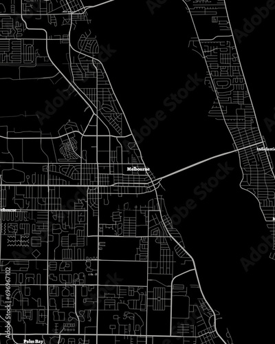 Melbourne Florida Map, Detailed Dark Map of Melbourne Florida