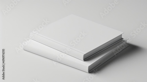 Mockup Blank Hardcover Book Spine Lying Isolated in 3D Render. Empty Notebook for Bookstore Branding. Author's Name Printing Space.