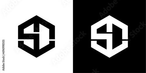 vector abstract sd logo combined with hexagons