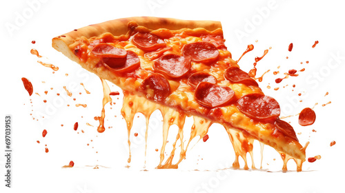 pizza slice on isolated background, pepperoni pizza, png