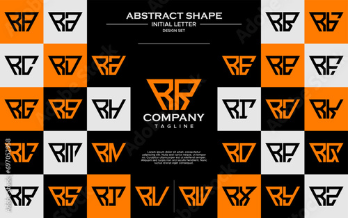 Set of simple trapezoid shape letter R RR logo design