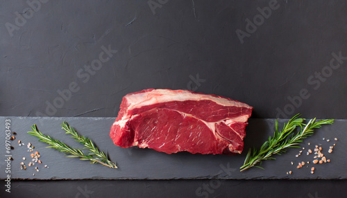 raw beef steak with copy space