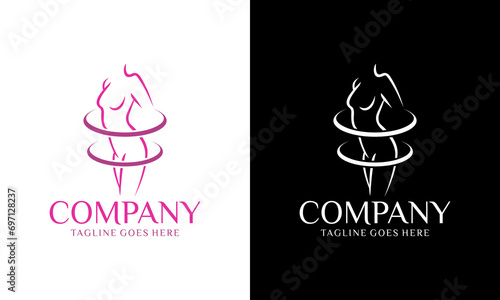 Creative women weight loss silhouette logo designs simple for slim and clinic logo and health service