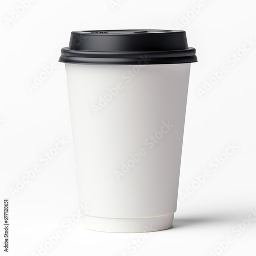White coffee cup mockup isolated on transparency background, PNG
