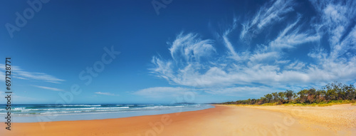 Wide view of Tallow Beach, Byron Bay, New South Wales, Australia