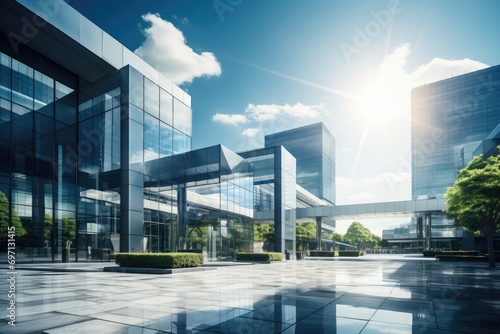 Luxury office building background in the daylight. Generative AI.