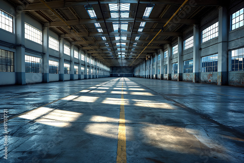 long empty warehouse building