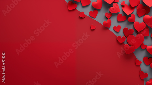 Cascade of Love: Red Hearts Flowing Over a Gray Divide 