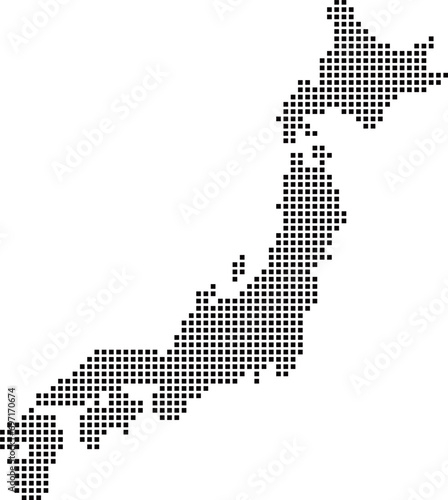 モノクロのドット（四角）の日本地図