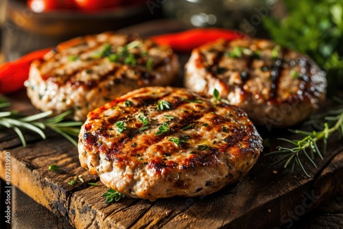 Grill Perfection: Dive into the World of Flavor with Grilled Turkey Burgers, Where Lean, Seasoned Patties Infused with Herbs and Spices Create a Tasty and Savory Culinary Masterpiece.