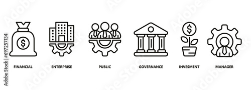 Asset Management icon vector illustration banner web icon for Asset, management, Financial, enterprise, public, governance, invesment, manager