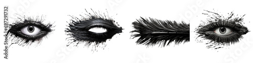 Black mascara texture brush stroke Hyperrealistic Highly Detailed Isolated On Transparent Background Png File