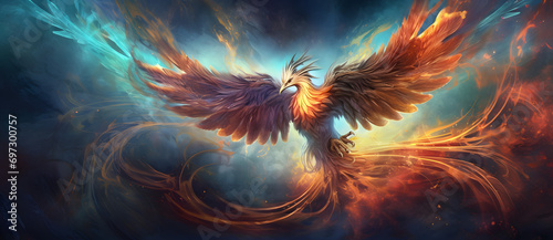 Majestic phoenix in vibrant flight