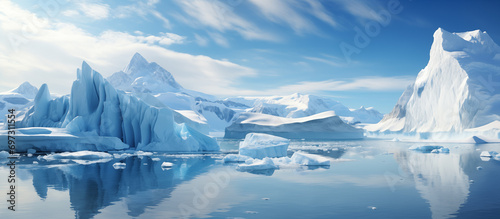 Landscape with icebergs and glaciers in the polar region