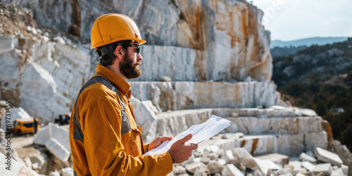 Engineer who inspects and checks the process of the marble quarry and checks the work of the marble quarry.