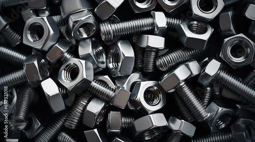 background of many randomly scattered metal nuts
