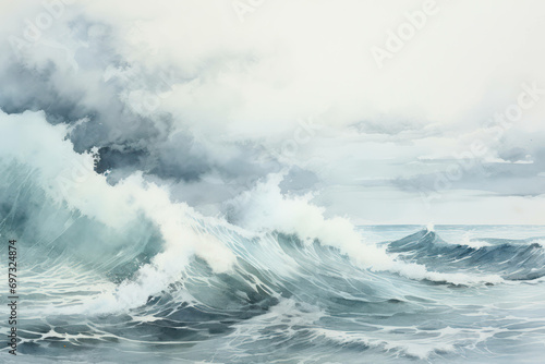 Sea blue landscape sky seascape coast storm ocean nature water art wave background