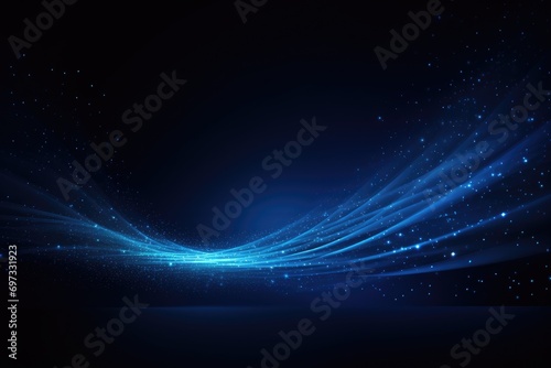 Abstract blue background. Vector illustration. Glowing lines and particles, Dark blue and glowing particle abstract background, AI Generated