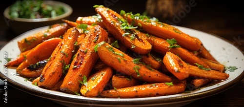 Delicious herb and spice-infused baked carrots.