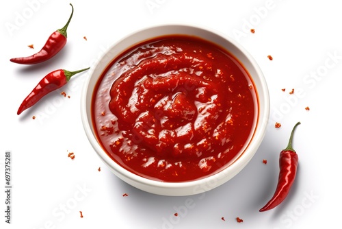 red chili sauce isolated on white background. generative AI