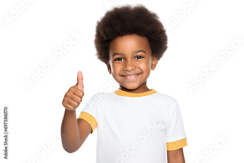 afrikan kid thumbs up on transparent background