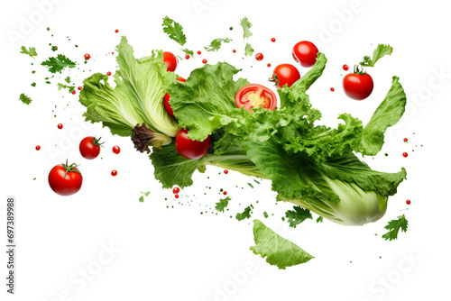 different vegetables flying isolated on transparent background