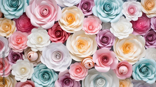 Background of colourful paper roses