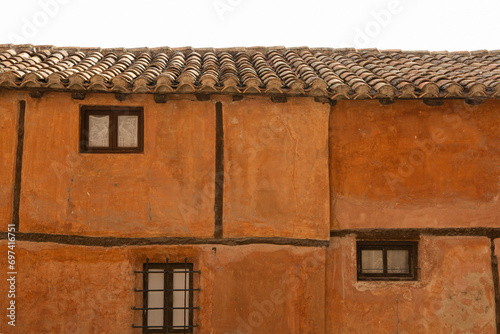 Typical facades of the medieval and touristic village of Albarracín in Teruel (Spain)