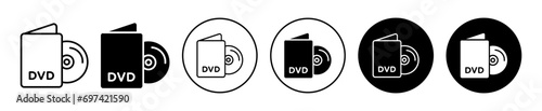 DVD icon. Digital versatile disc to store data information in video audio digital format. Blank plastic dvd cover or cd rom memory in computer logo vector. music cd or dvd record for backup case 