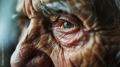 A close-up of a wrinkled face with a tear, conveying the emotional toll of loneliness among the elderly.