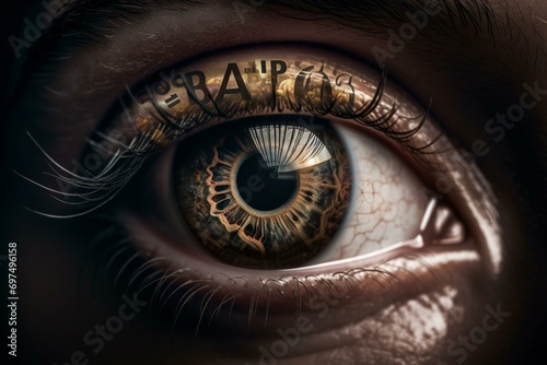 Aphantasia can blind our views and limit perspective - pictured as word Aphantasia on eyes to symbolize that Aphantasia can distort perception of the world, 3d illustration. Generative AI