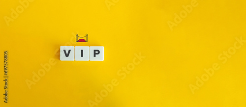VIP Access, Members Only, Exclusive Entry, First Dibs, Privileged Access. Block Letter Tiles and Icon on Yellow Background. Minimalist Aesthetics.