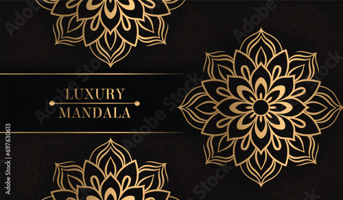 flower luxury ornamental mandala design for poster, cover, brochure, flyer, banner vector background in gold color
