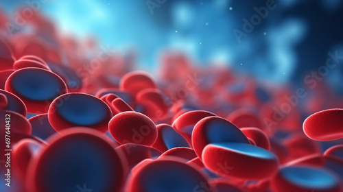 Cellular Ballet: Red and White Blood Cells in 3D Formation, generative ai