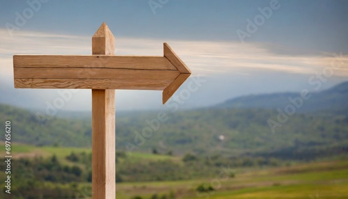 wooden arrow sign post or road signpost isolated