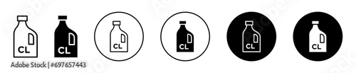 Chlorine icon. waste water treatment filtration through periodic chlorination of pool symbol set. drinking pure water with chlorine cl chemical vector. not chloride wash to clean laundry set sign.