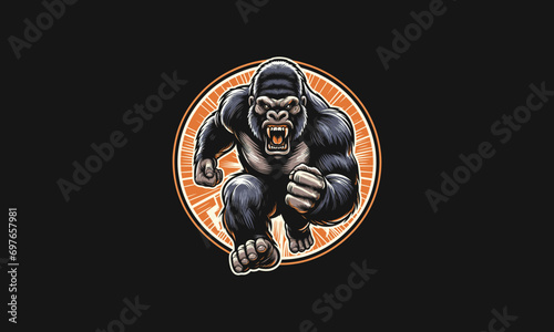 gorilla running angry vector illustration mascot design
