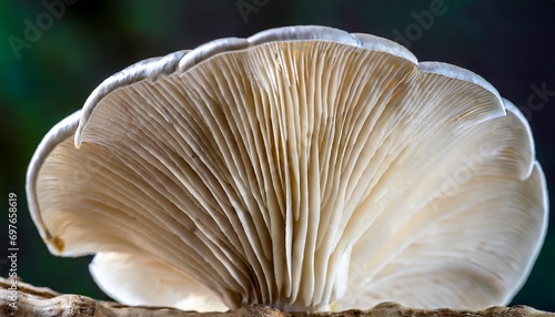 closeup on the underside gills of oyster mushroom generative ai