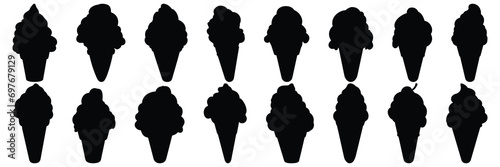 Ice cream silhouettes set, large pack of vector silhouette design, isolated white background