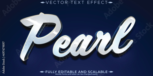 Pearl text effect, editable modern lettering typography font style