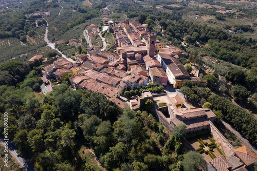 Panoramic view of the town of Montecarlo Lucca Tuscany