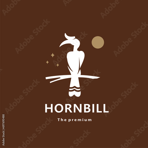 animal hornbill natural logo vector icon silhouette retro hipster